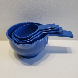 Dansk Measuring Cup Set Blue Nesting Plastic Vintage Kitchenware 4 Piece Set